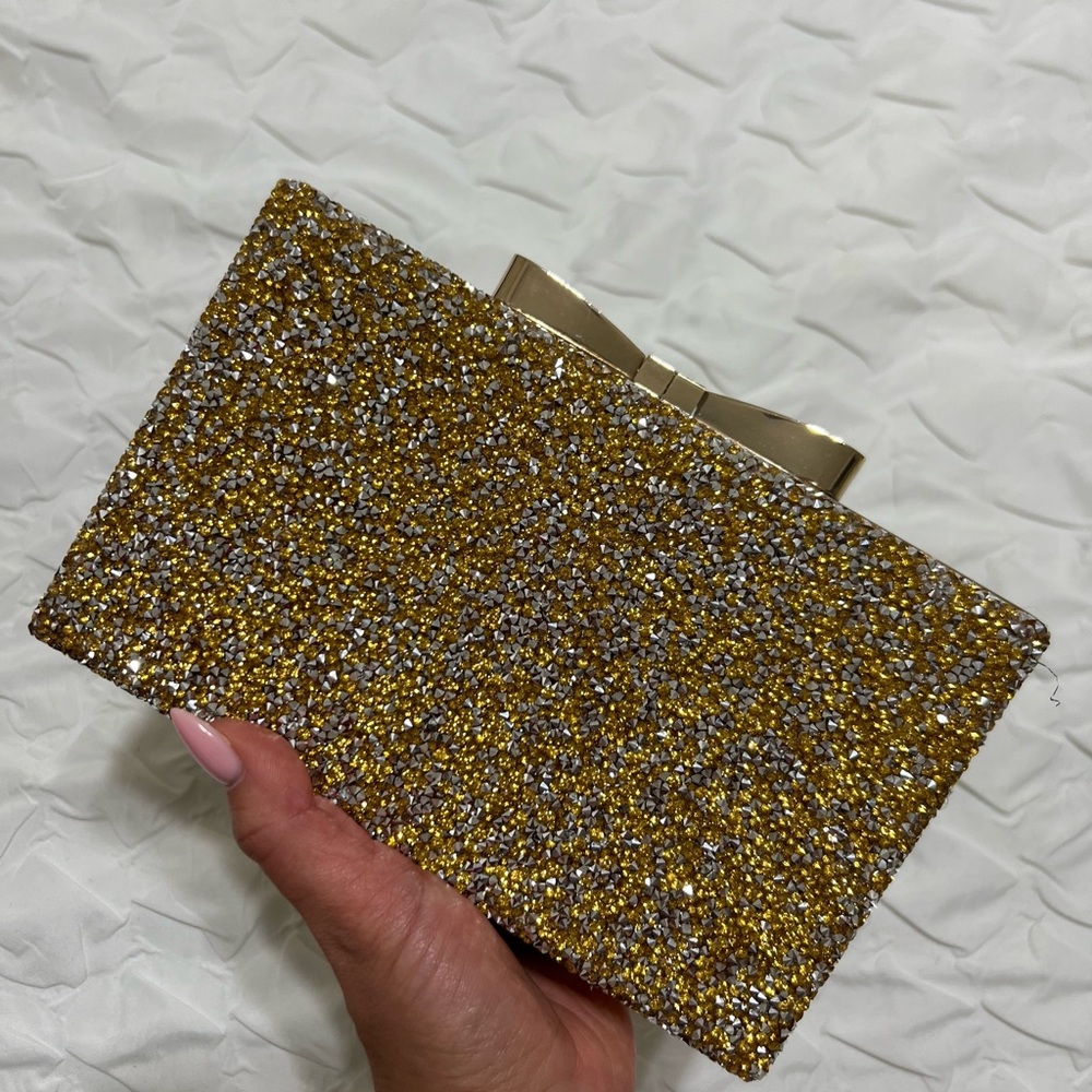 Charming Charlie Gold and Silver Glitter Clutch